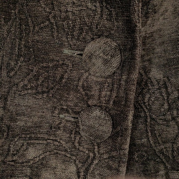 3/$25 Y2K Hot Kiss Velvet Blazer Jacket Floral Embossed Long Sleeve Brown - Picture 5 of 10